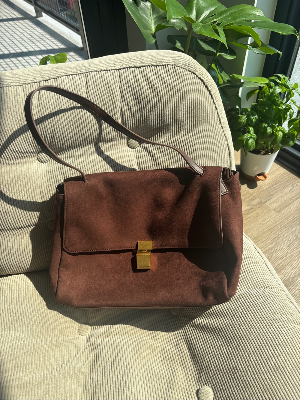JW PEI Hilary Brown Faux Suede Shoulder Bag